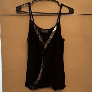 ASTR Black Camisole with Metallic Sequin Design